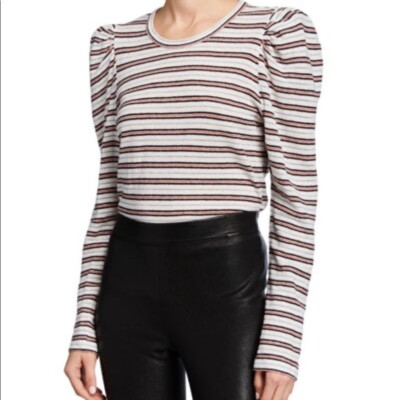 MOA MOA stripes puffed long sleeve top women size S