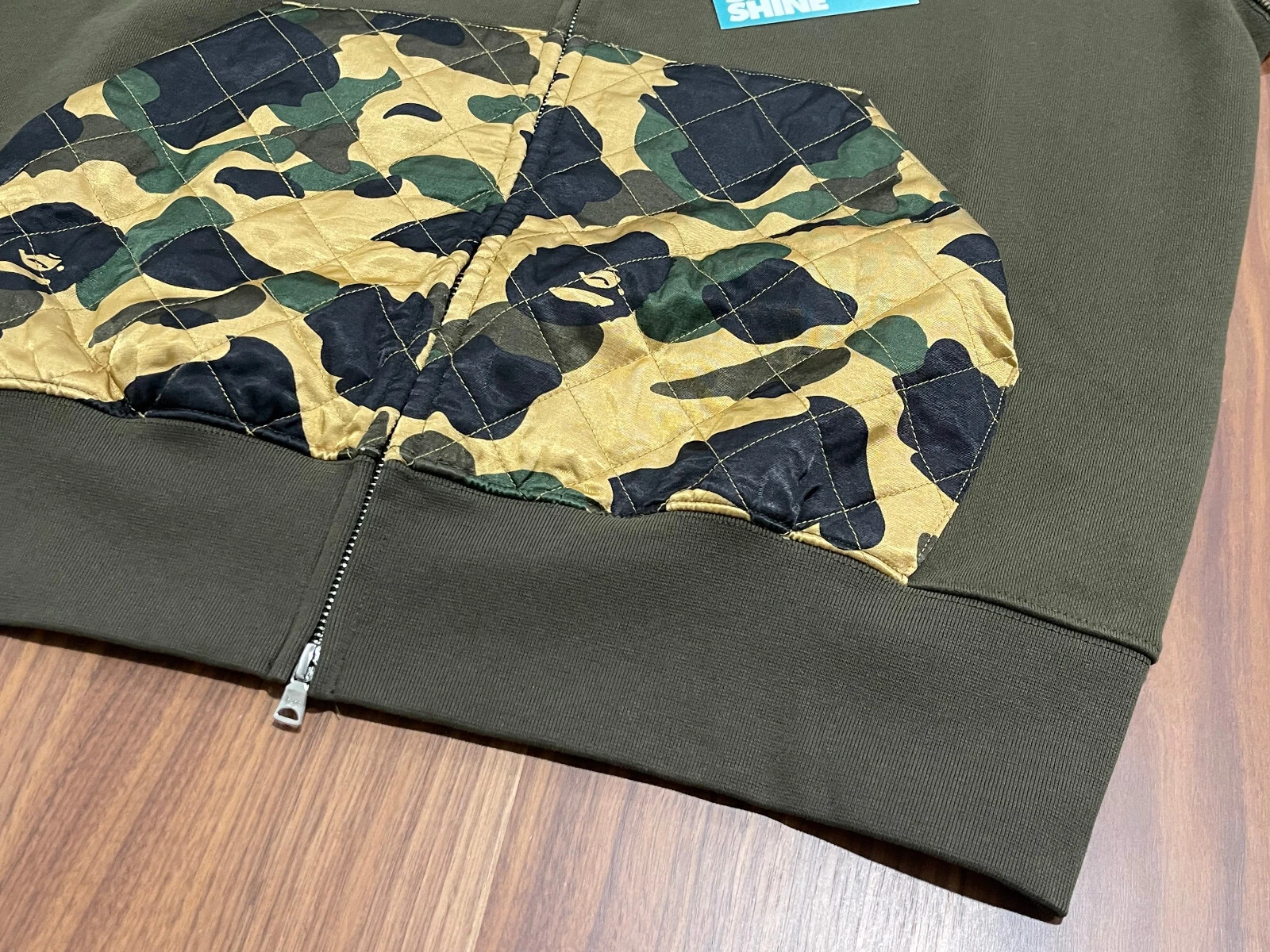 A BATHING APE (BAPE) A BATHING APE BAPE 1ST CAMO FULL ZIP FELPA CON CAPPUCCIO GIACCA MILO OLIVA DRAB ORO MARRONE XL