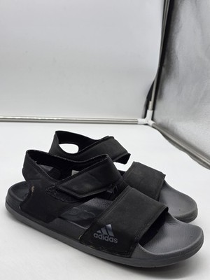 Adidas Slide Sandals Mens Size 8 Black Adjustable Strap Sport Comfort Shoes
