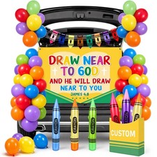 49 Pcs Christian Halloween Crayon Trunk or Treat Car Decorations Kit