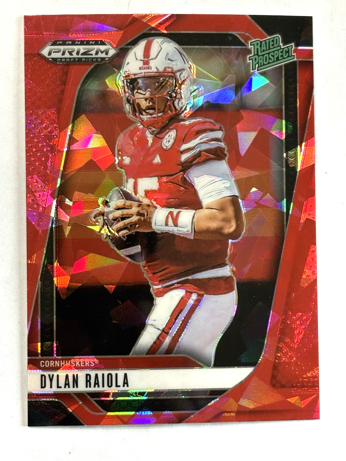 2025 Panini Prizm Draft Picks Dylan Raiola Red Ice Prizm Rated Prospect Card #1