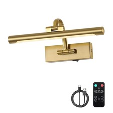 Wireless Picture Lights for Wall Rechargeable Brass Gallery Lights Battery Op...