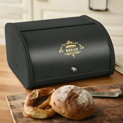 vintage Black  Bread Box Retro Design Kitchen Counter Bread Storage【auction】