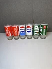 6 Vintage Pepsi-Cola & Coke & 7UP Large Footed Tumblers Retro Pedestal Glasses
