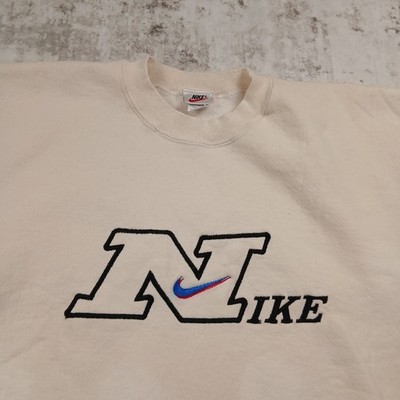 Vintage Nike Crewneck Sweatshirt Mens Large Beige 90s USA