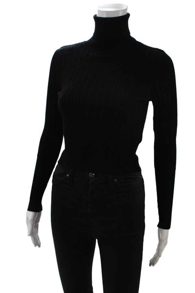 Suéter Pullover Zara Mujer Negro Cuello Alto Manga Larga Talla S Foto 2 de 4