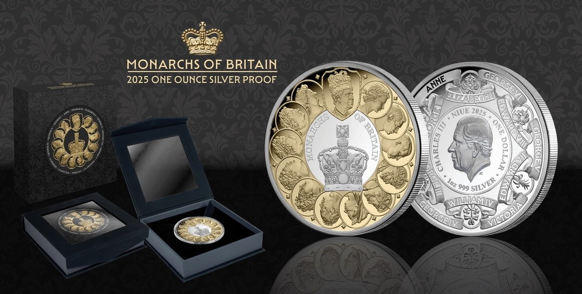Niue 2025 MONARCHS OF BRITAIN King Charles III $1 Oz GILDED SILVER
