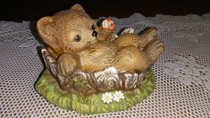 Vintage Homco Masterpiece Porcelain Bear Cub Figurine 1986 Homco Home Decor