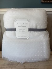 POTTERY BARN KIDS BABY CRIB SKIRT MONIQUE LHUILLIER TULLE DOT 16" DROP WHITE