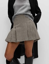 Marks & Spencer Womens Cotton Mini Pleated Skirt in Black Mix - M&S