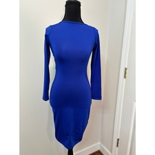 Blue Bodycon Dress With Open Pattern Back