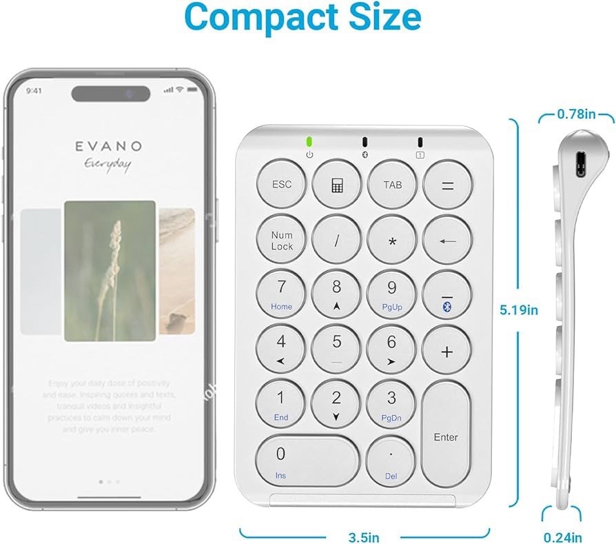 iClever KP08 Wireless Numeric Keypad 22 Keys Number Pad Portable Number Keyboard