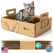 IRRESTRICO 6-Pack Large Disposable Cat Litter Box, Recyclable Cardboard, Waterpr