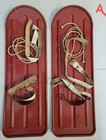Vintage 1950s Snow Shoes Red Metal Winter Ski Lodge Decor 6"x17.5" A
