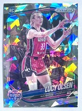 2025 Prizm Lucy Olsen Silver Cracked Ice Rookie Refractor SP #104 Mystics WNBA