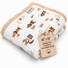 Organic Cotton Muslin Baby Blanket for Boys and Girls - Luxurious Soft Quilt ...