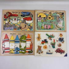 Vintage Fisher-Price Wooden Knob Puzzle Lot 4 includes Ravensburger