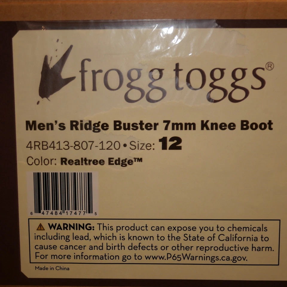 NUEVO Frogg Toggs Para hombres 12 Ridge Buster 7mm Botas de Rodilla Impermeables Borde Realtree  Foto 4 de 4