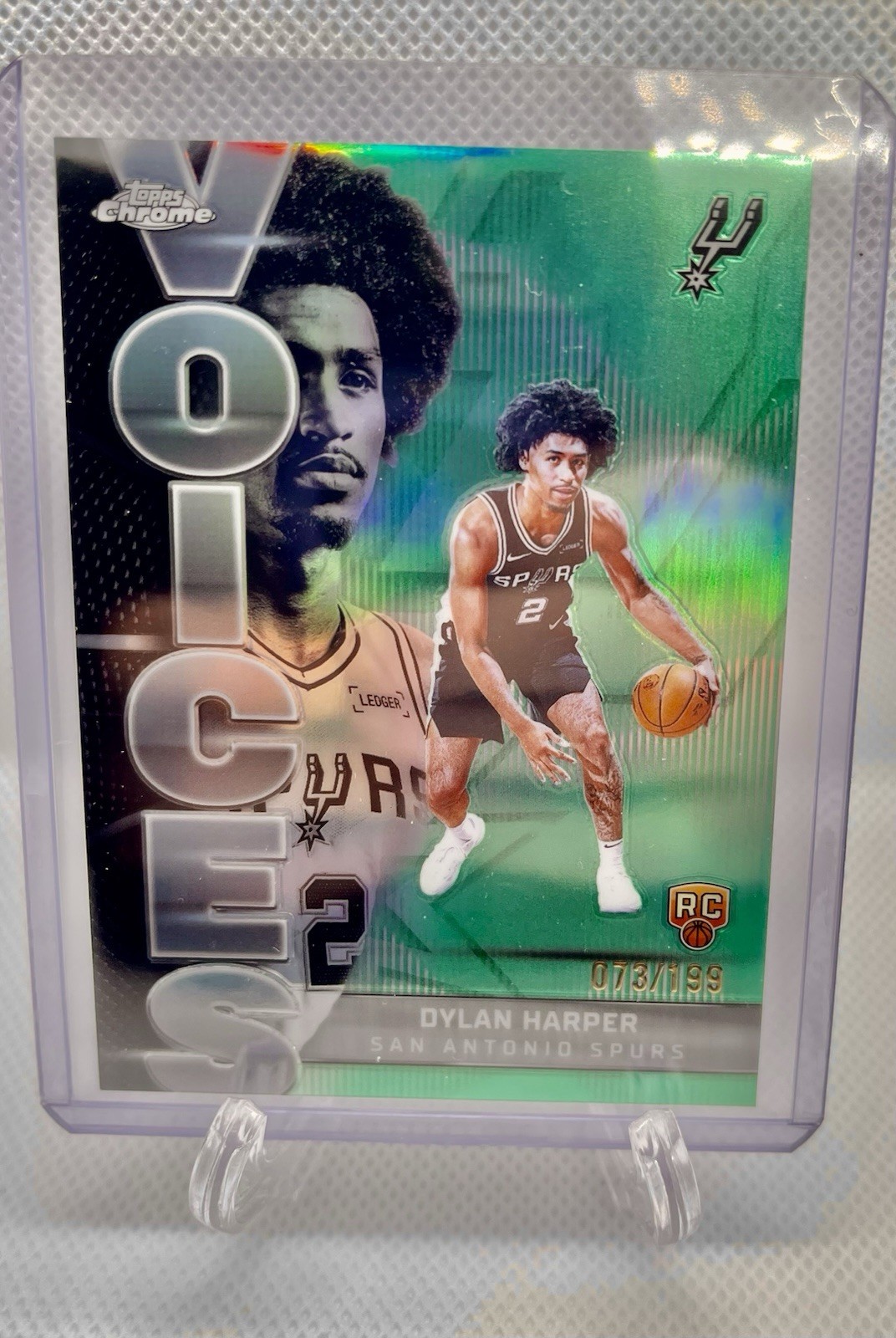 2025-26 Topps Chrome Voices #VS-7 Dylan Harper Aqua /199 Refractor Spurs