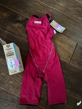 Arena WOMENS POWERSKIN IMPULSO OPEN BACK Tech RACING Swimsuit Size 28 Deep Red