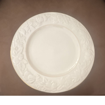 Lenox Porcelain Ivory Gold Embossed Floral Dinner Set Plates Cups Art Pottery