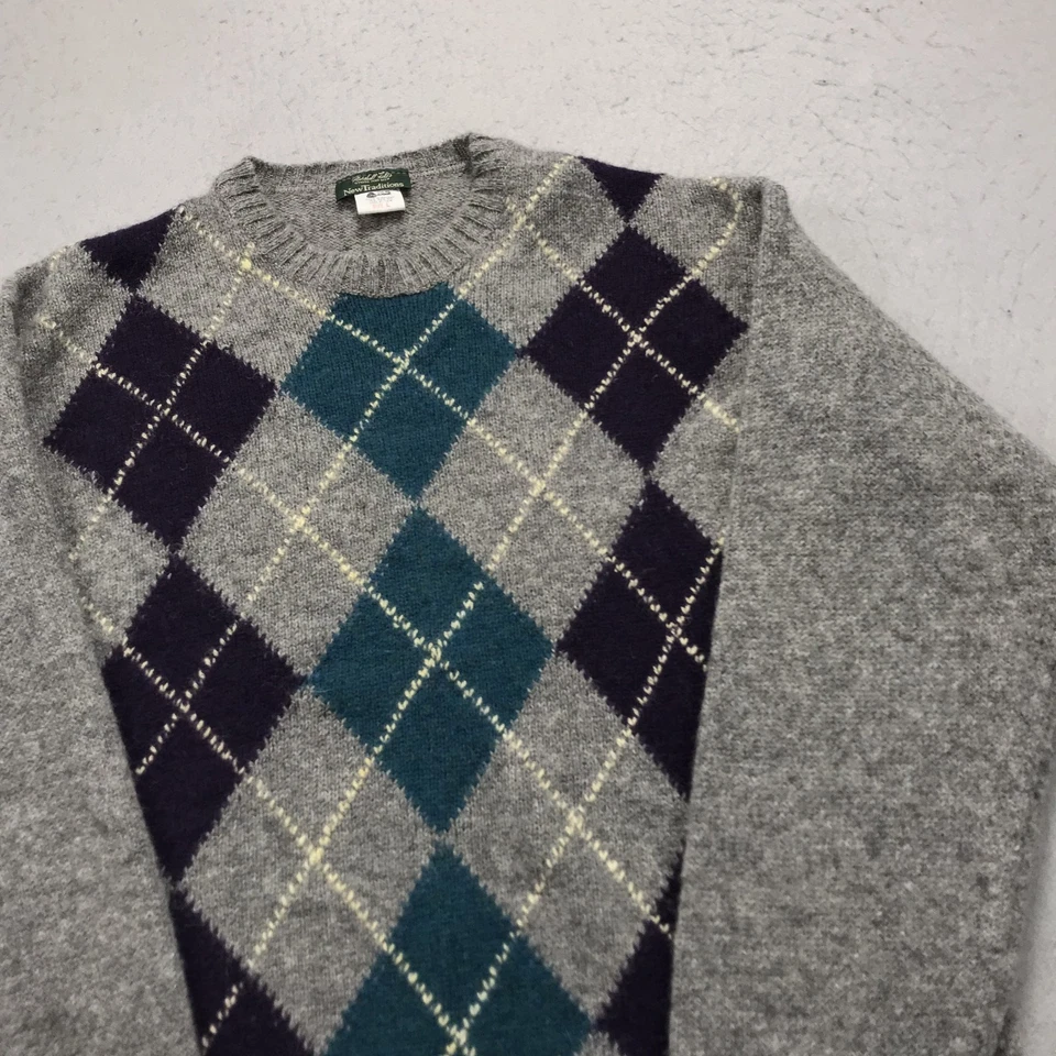 VINTAGE Marshall Fields Sweater Mens Large Wool Grandpa Argyle Ireland Knit 80s - Image 3 of 4