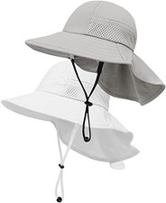 Toddler Baby Sun Hat Kids Summer UPF 50 for Boys 2-7 Years 2 Pack - Grey white
