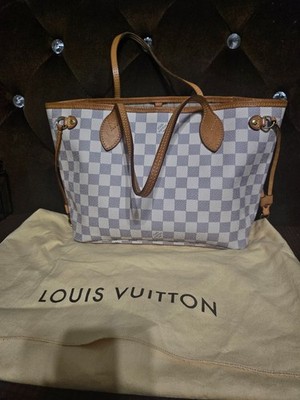 Authentic Louis Vuitton Neverfull PM Damier Azur Tote w/ wallet + Dust Bag