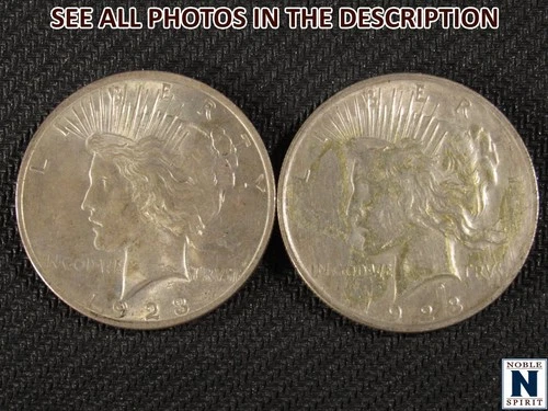 NobleSpirit } 2x 1923 Silver Peace Dollar Up to XF Extremely Fine