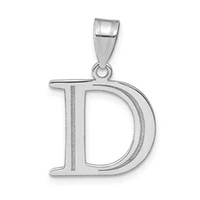14k White Gold Polished Etched Letter D Initial Pendant Perfect Gift for Her