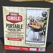 BBQ Grill Portable Charcoal Steel Expert 14.5'' Round Lid Grate Legs RackNEW BLA