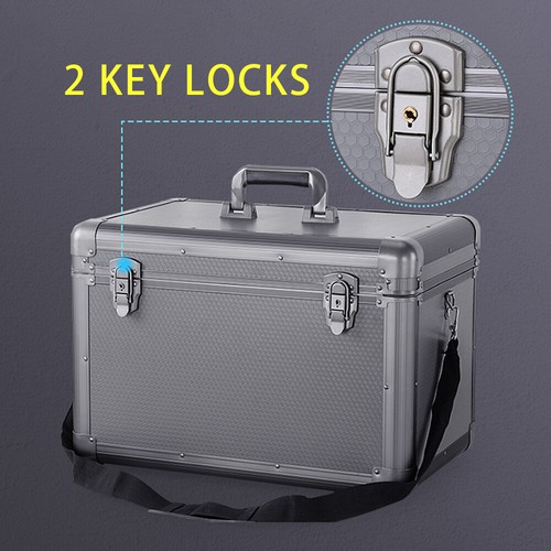 Grau Tragbar Hart Werkzeugkiste Große Kapazität Home Organizer Koffer Transportkoffer - Bild 4 von 9