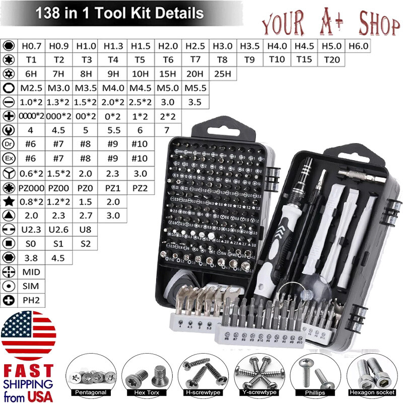 Mini 138-in-1 Precision Screwdriver Set with Magnetic TORX Bits for Small Repairs