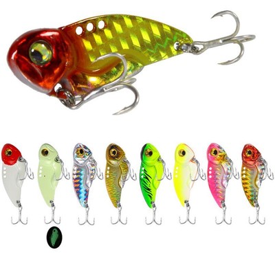 2PCS Metal VIB Fishing Lures 20g Spinner Spoon Swim Baits Jigs Hook Trout Winter