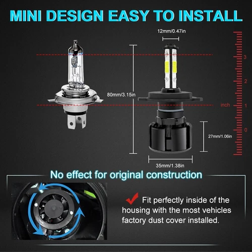 9003 H4 LED Headlights Bulbs High Low Beam For Honda Civic Sedan/Coupe 1992-2003 - Picture 9 of 12