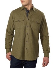 Grizzly Mountain Men's Long Sleeve Double Brushed Chamois Flannel Dark Olive