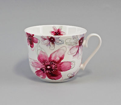 9952298 Porzellan Becher/Tasse Dekor Blüten pink Jameson&Tailor 9x11cm