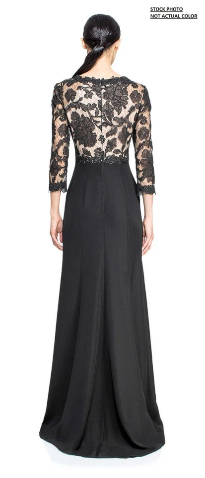 New Tadashi Shoji Women's Peony Embroidered Stretch Crepe Gown Primrose 2P $428 - Image 2 of 4