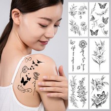 Flower Tattoo Sticker Temporary Body Art Fresh Sweat Resistant Waterproof DIY