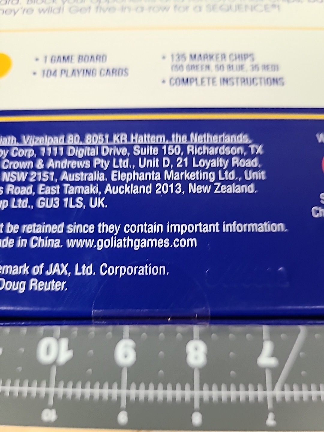 Original Sequence Board Game with Folding Board Cards and Chips Family Play New