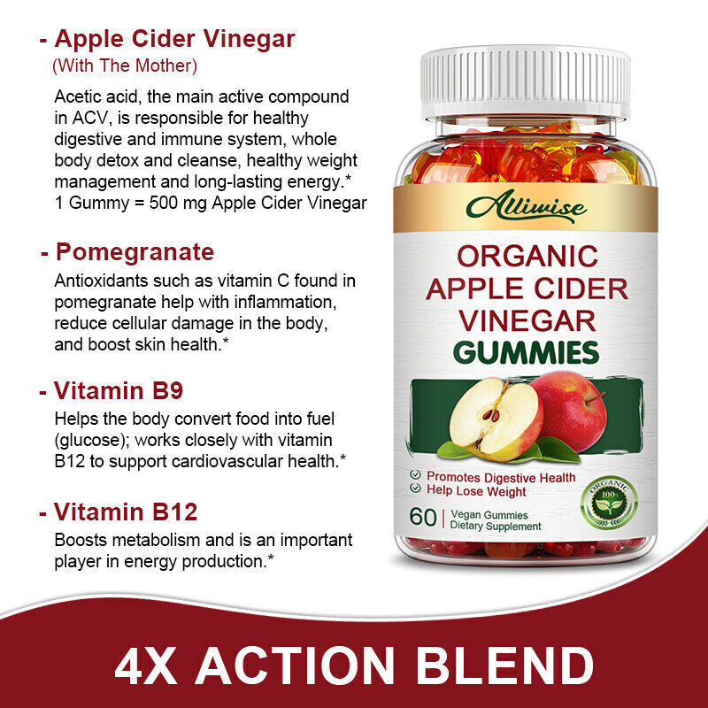 Weight Loss Apple Cider Vinegar Fat Burner ACV Keto Diet Supplements 60