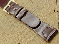 NOS Unused Shell Cordovan w Gold Tone Buckle Watch Band 19mm Mens Extra Long