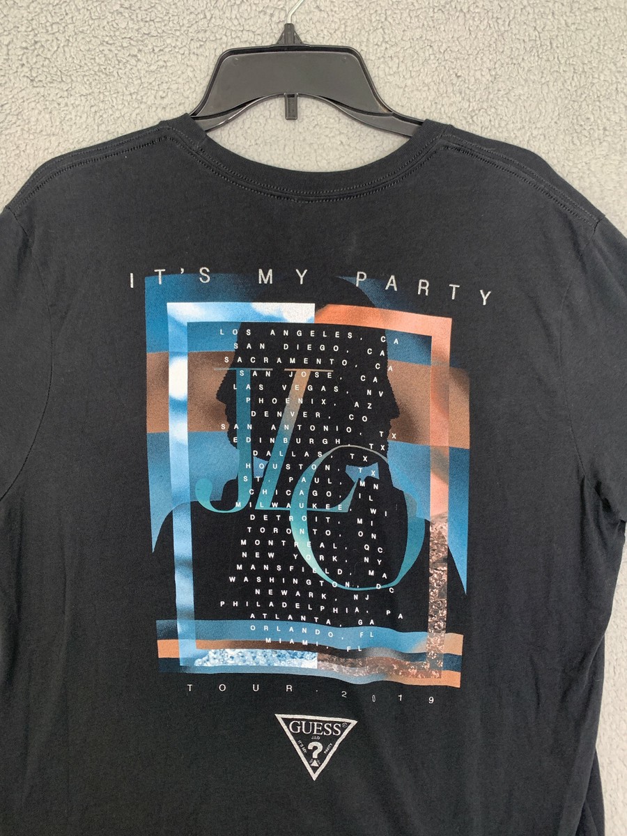 Guess Inc Jennifer Lopez Mens Shirt Large Black Its My Party Tour 2019 JLO  Logo | eBay