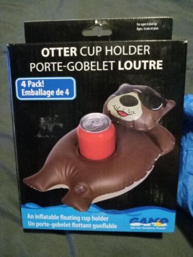 Novelty adorably cute & cuddly inflatable 4 pack Otter cup holders sealed. - Picture 1 of 7