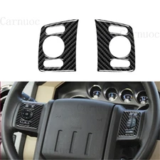 2PCS Carbon Fiber Interior Steering Wheel Button Cover Trim For Ford F-250 F-350