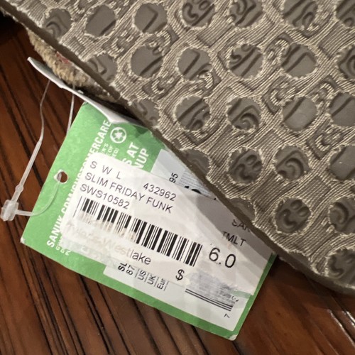 Sanuk Rare Women’s Sz 6 Friday Funk Slim Tan Multi Color Fringe Discontinued New - Picture 6 of 6