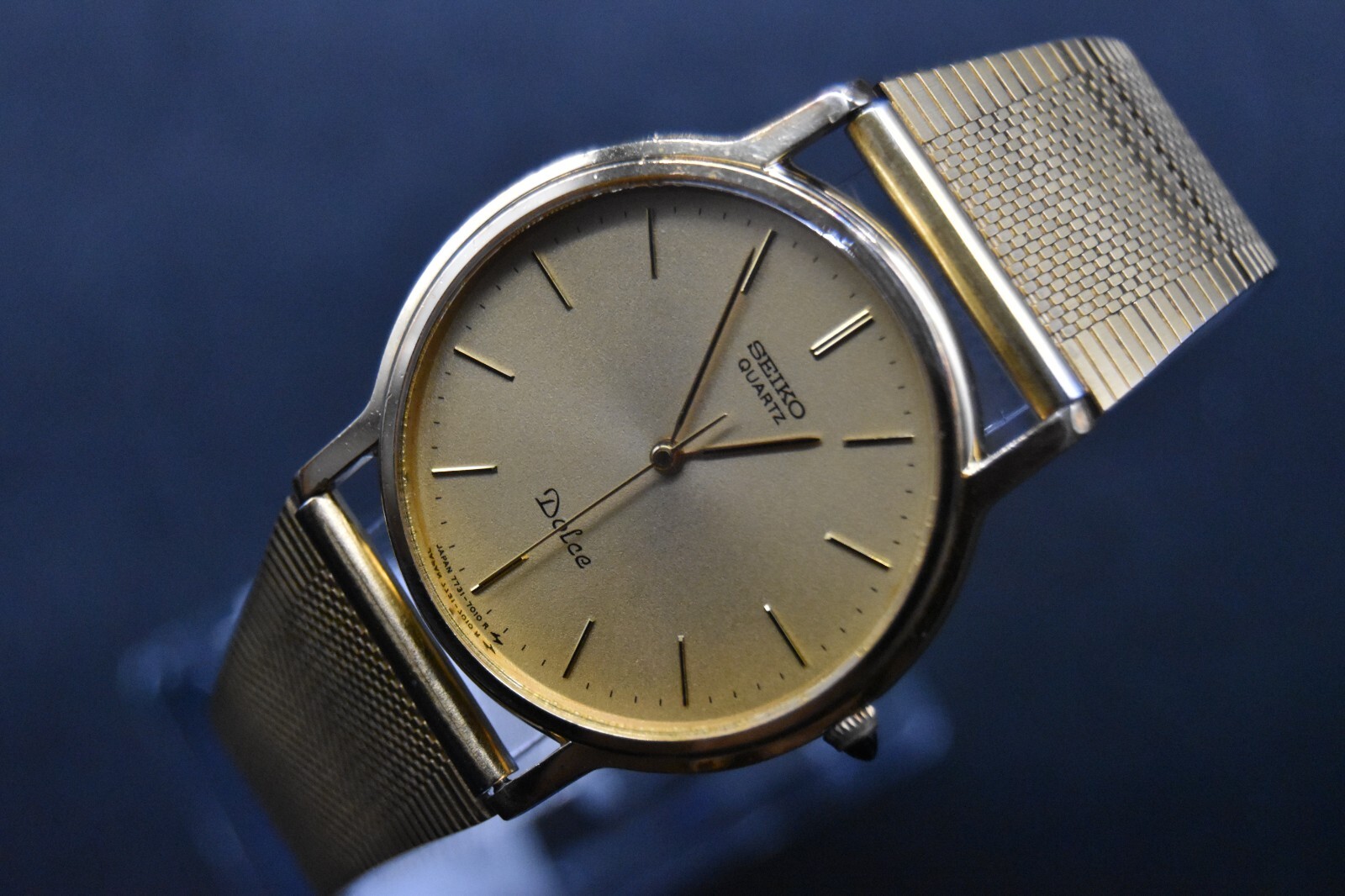 Vintage Seiko Dolce 7731-7010 Gold Dial Quartz Men's Watch Japan MINT Condition W55