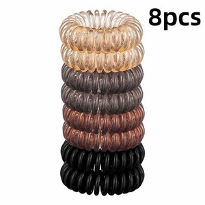 8 pcs Women Phone Cord Coil Hair Ties Spiral Hair Coils Ponytail Holder Elastics - Picture 1 of 9