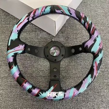 Hks Horn 13 Embroidery Leather Deep Dish Car Drift Rally Steering Wheel 320mm Hks Horn 13 Embroidery Leather Deep Dish Car Drift Rally Steering Wheel 320mm