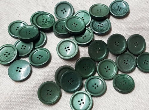 Lot De 10 Boutons Vintage Verts Avec Effet Couture - 1,7 Cm - Réf. 153 - Occasion